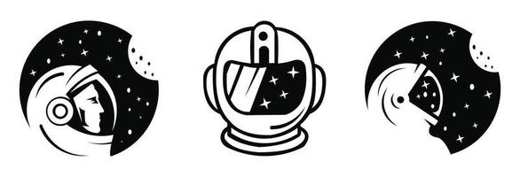 Logo Astronauten Weltraum Mond, Astronaut Logo. Flat Style, Mondraum Vektor modernes Design, Weltraum Logo Designs Vorlage