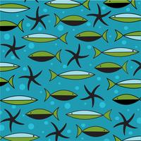 mod fisk och sjöstjärna mönster på blå bakgrund