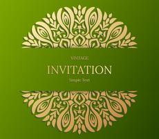 Eleganter Save The Date-Kartenentwurf. Vintage floral Einladungskarte Vorlage. Luxusstrudel-Mandala-Grußgold und Green Card vektor