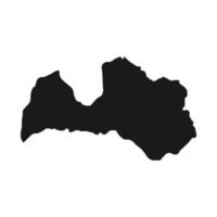 vektor illustration av den svarta kartan över Lettland på vit bakgrund