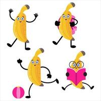 Sammlung süßer Bananen-Cartoon-Illustrationsfiguren 1 vektor