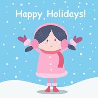 Frohe Feiertage Illustration mit kleinem Mädchen vektor