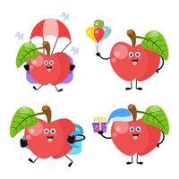 eine Sammlung süßer Apfel-Cartoon-Illustrationsfiguren 2 vektor