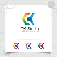 Digitaler Logo-Buchstabe-C-Designvektor mit modernen bunten Pixeln für Technologie, Software, Studio, App und Geschäft. vektor