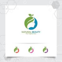 Spa Beauty Logo Vektordesign mit Konzept der grünen Natur. Spa- und Behandlungslogo für Salon-Schönheitsklinik. vektor