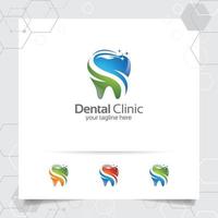 Dental Logo Zahnarzt Vektordesign mit Konzept des modernen bunten Zahnsymbols. Zahnpflege für Krankenhaus, Arzt, Klinik und Gesundheit. vektor