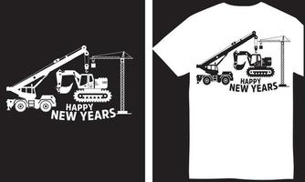 Baumaschinenbau Frohes neues Jahr T-Shirt Design vektor
