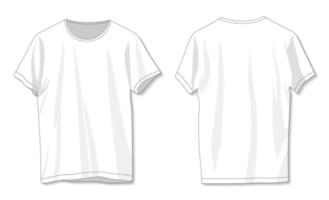 leere weiße T-Shirt-Vorlage. Vorne und Hinten vektor