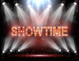 Showtime-Hintergrund von Scheinwerfern beleuchtet vektor