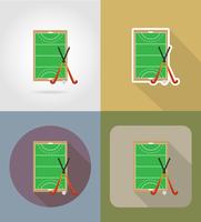 spelplan i hockey på gräs platta ikoner vektor illustration