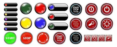 Schnittstelle bunt, Web-Button mit Icon, Power-Button mit Schalter vektor