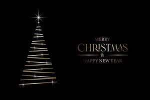 Goldener Weihnachtsbaum mit Stern, eine festliche Weihnachtsdekoration. eine glänzende Silhouette, ein Zeichen, ein Symbol für ein festliches Design. eine Reihe von Vektorillustrationen vektor