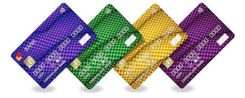 realistische Kreditkarten in abstraktem Design in verschiedenen Farben. Bankenfinanzierungstechnologien. Zahlungsmethode. Vektor-Illustration vektor