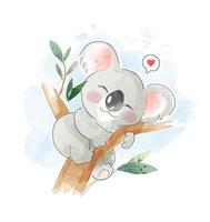 söt koala sover på trädet illustration vektor