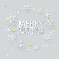 jul försäljning banner. bakgrund xmas design med vit snöflinga. horisontell julaffisch, gratulationskort, rubriker, hemsida. vektor