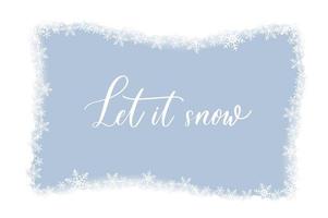 jul bakgrund med glänsande snöflinga. låt det snöa kortillustration på blå bakgrund. vektor