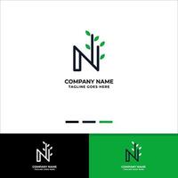 Buchstabe n für Natur-Logo-Design vektor