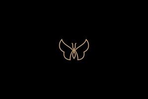Eleganter Luxus goldener Schmetterlingslinie Umriss Logo Design Vektor