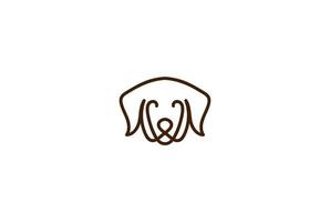 modern minimalistisk monogram djur hund linje kontur logo design vektor