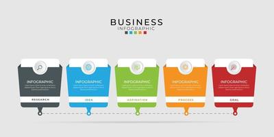 business infographic element med 6 alternativ, steg, nummer vektor malldesign