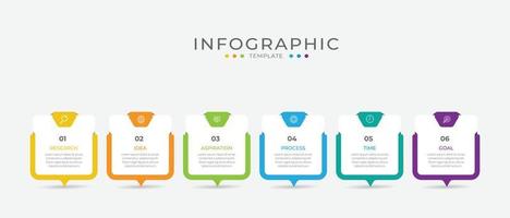 Business-Infografik-Element mit 6 Optionen, Schritten, Zahlenvektor-Vorlagendesign vektor