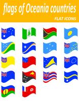 flaggor av Oceanien länder platt ikoner vektor illustration