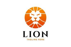 orange lejonhuvud med cirkel logotyp vektor formgivningsmall i isolerade vit bakgrund.