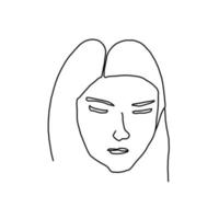 abstrakte Frau Gesicht Strichzeichnung. weibliches Skizzenporträt. für Paket, Logo, Symbol, Etikett, Druck. vektor