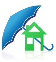 Haus mit Regenschirmkonzept-Vektorillustration vektor