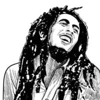 surakarta Indonesien, 16 december 2021, bob marley illustration på vit bakgrund vektor