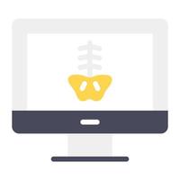 Knochen im Monitor, Konzept des Online-Röntgensymbols vektor