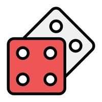 ikon av kasinospel tillbehör, tärningsspel i en platt stil vektor. vektor