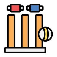 tre träpinnar placerade tillsammans med locket på toppen som representerar cricket wicket vektor