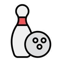 Bowling-Symbol, Pins im bearbeitbaren Stil treffen vektor