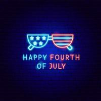 Happy Fourth of July Neon Label vektor