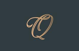 gelb grün Kalligraphie q Alphabet Buchstaben Logo Symbol. elegantes Design für Business und Unternehmen vektor