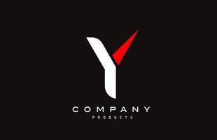 y rotes Alphabet Buchstaben-Logo-Symbol mit schwarzer Farbe. Kreatives Design für Business und Unternehmen vektor