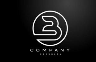 b weißes Alphabet Buchstaben-Logo-Symbol mit schwarzer Farbe. kreatives Design für Unternehmen und Unternehmen vektor