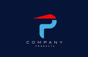 blau rot p Alphabet Buchstaben Logo Symbol. Design für Unternehmen und Unternehmen vektor