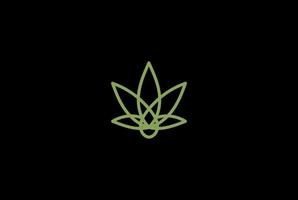 einfaches minimalistisches Ganja-Marihuana-Cannabisblatt mit Öltropfen für Hanf-Cbd-Öl-Logo-Design-Vektor vektor