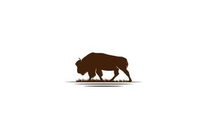 vild bison tjur buffel angus silhouette biff vintage retro logotyp design vektor