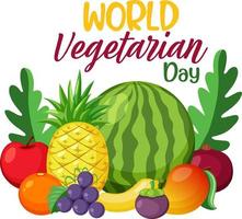 World Vegetarian Day logotyp med grönsaker och frukt vektor