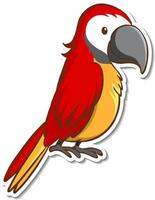 Zeichentrickfigur eines roten Papageienvogelaufklebers vektor