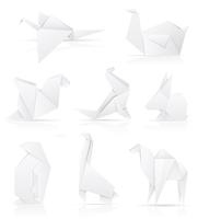 Ange ikoner origami papper djur vektor illustration