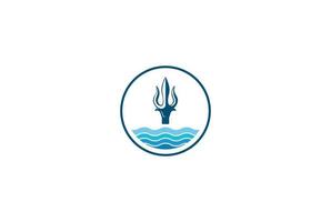 kreisförmiger Dreizack Neptun Lord Poseidon Triton König des Speer-Logo-Design-Vektors vektor