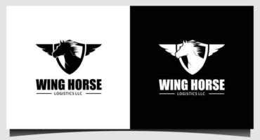 Logo-Design-Vorlage für fliegendes Pferdeemblem vektor