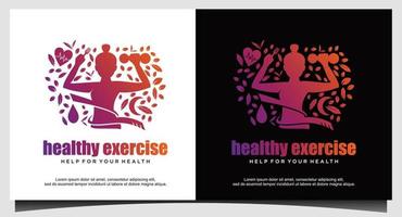 kvinnor yoga eller gym för hälsosam logotyp design vektor