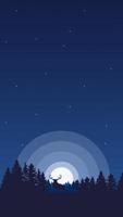 stjärnklar natt med fullmåne bakgrund vektorillustration med kopia utrymme