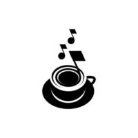 café musik logotyp, kopp kaffe vektor