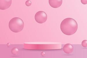 minimales rosa Podium und Szene mit 3D-Render-Vektor in abstrakter Hintergrundkomposition vektor